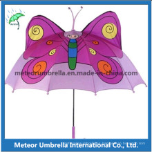 Regalo promocional de fantasía mariposa forma catoon niños paraguas niños para el sol y la lluvia uso